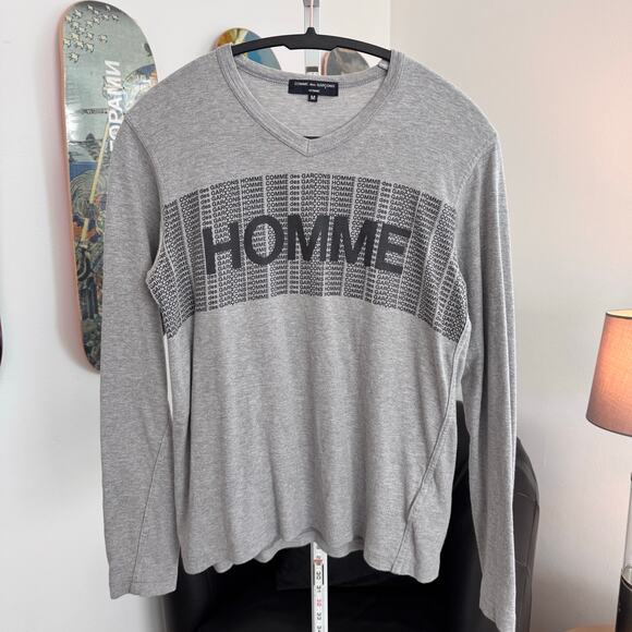 Comme Des Garcons Homme Logo Longsleeve T Shirt Gray Size M - Picture 1 of 5